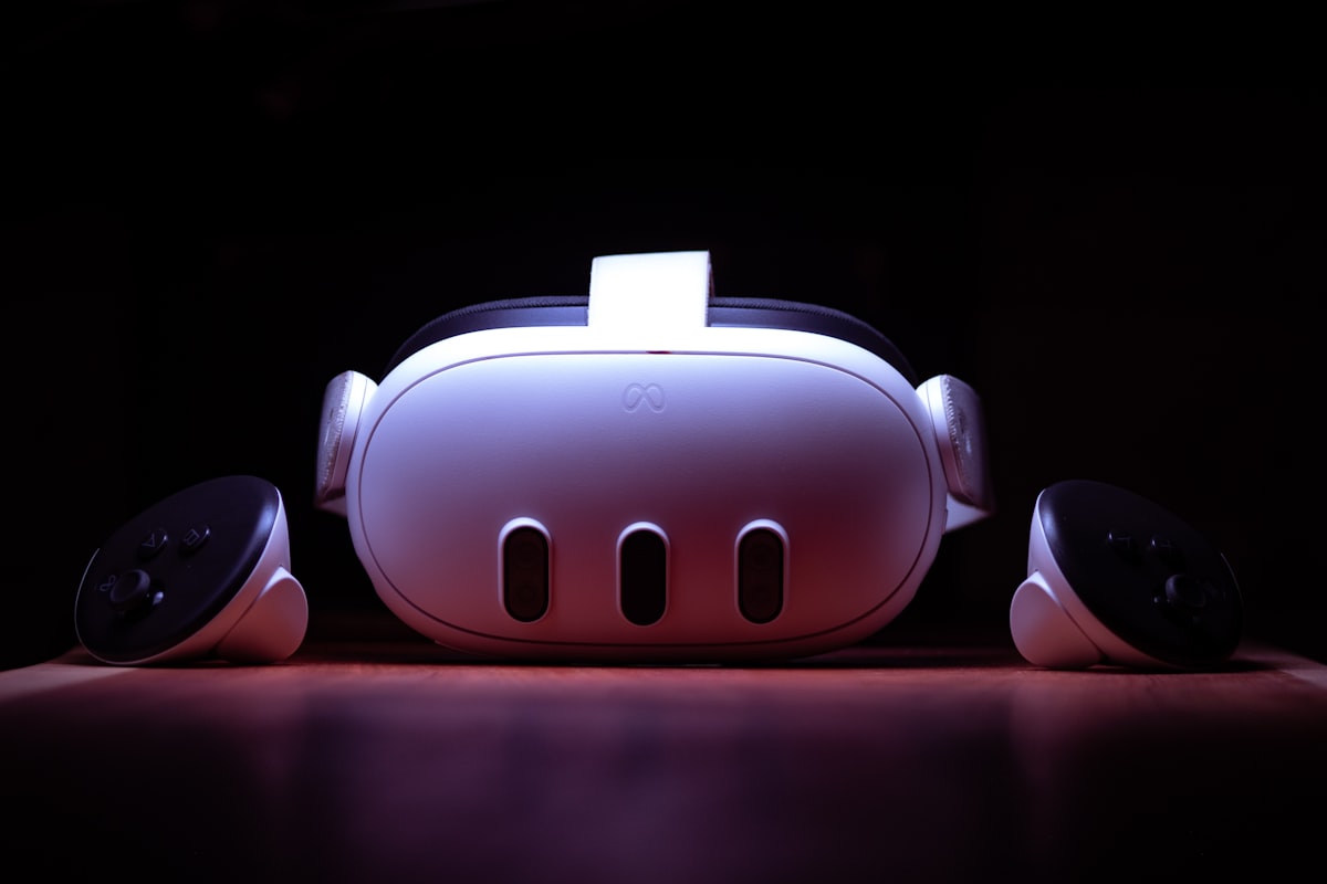 VR headset and controllers in low light