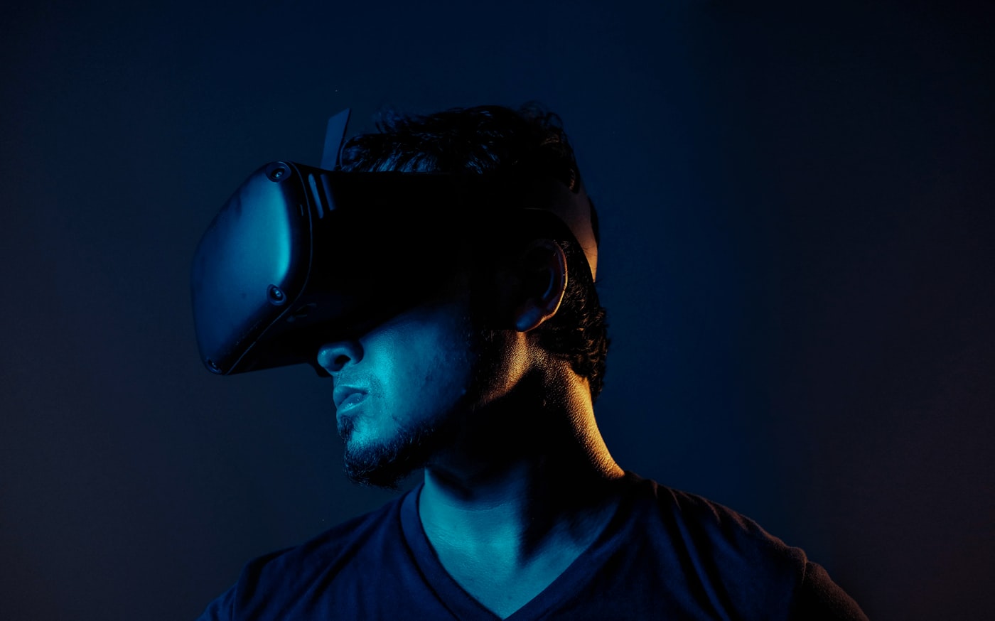 Person exploring an immersive 360° virtual tour in a headset